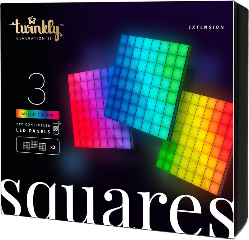 Twinkly Squares Extension Kit, RGB LED Panels Kit, Including 3 Extension Panels and Connection Cables, Compatible with HomeKit, Alexa and Google Home, Gaming Lights and Streaming, 16M+ Colors - Image 4